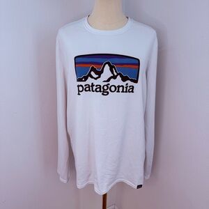 Patagonia White Long-Sleeve Tee Capilene Cool - Size Medium